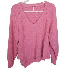 Free People Womens XS Pink Long Sleeves V-Neck Pul